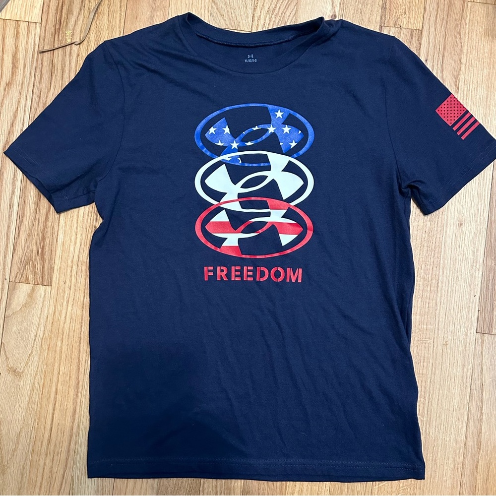 Under Armour Navy Graphic 'Freedom' Short Sleeve Tee - Picture 2 of 5